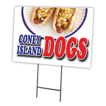 Coney Island Dogs Yard Sign & Stake Outdoor Plastic Coroplast Window